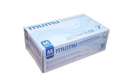 MUMU egyszerhasználatos latex kesztyű fehér M 100 db/doboz