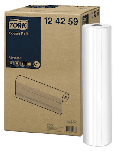 Tork C1 vizsgálóasztal terítő, 2 rétegű, fehér, 59 cm széles, 9 tekercs/karton