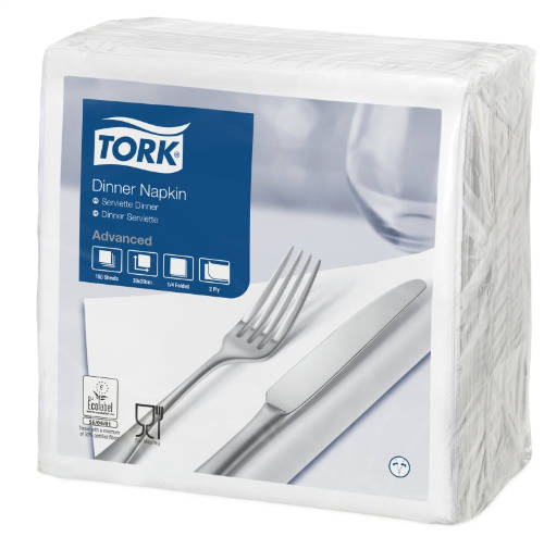 Tork Dinner szalvéta 1/4 hajtogatású szalvéta fehér 2 rétegű 39x39 cm 150 db/csomag