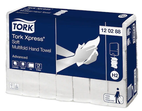 Tork Xpress Soft Multifold kéztörlő H2 2 rétegű, fehér, 21x110 lap/karton