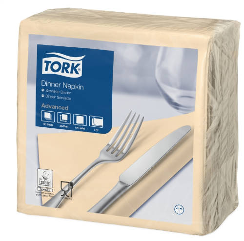 Tork Dinner szalvéta 1/4 hajtogatású szalvéta csontszín 2 rétegű 39x39 cm 150 db/csomag