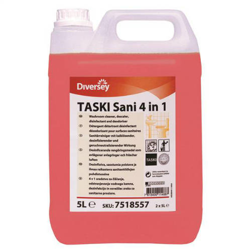 TASKI Sani 4 in 1 Plus 5 l általános tisztító-, fertőtlenítő, vízkőoldó és illatosító hatással