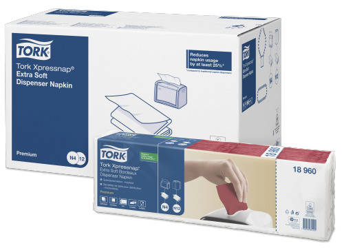 Tork Xpressnap Extra Soft N4 bordó 1/2 hajtogatású 2 rétegű adagolós szalvéta 8000 db/karton
