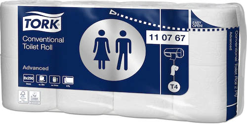 Tork kistekercses toalettpapír T4 2 rétegű, fehér, (8x8x30 méter) 64 tekercs/karton