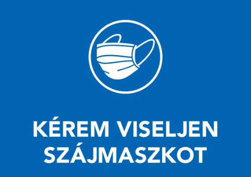 KÉREM VISELJEN SZÁJMASZKOT feliratú figyelemfelkeltő szennyfogó szőnyeg 60x85 cm