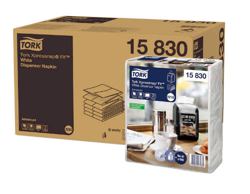 Tork Xpressnap Fit adagolós 2 rétegű szalvéta fehér, levélmintás, 6x120 db/karton N14 rendszer