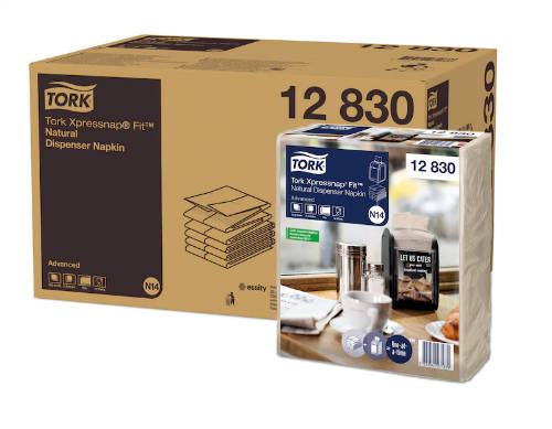 Tork Xpressnap Fit N14 adagolós 2 rétegű szalvéta natúr, levélmintás, 6x120 db/karton