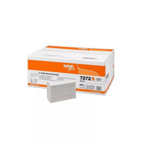 Celtex Save Plus Line V hajtogatott kéztörlő recy, KESKENY, 2 rétegű, 21,5x21 cm, 15x200 lap/karton