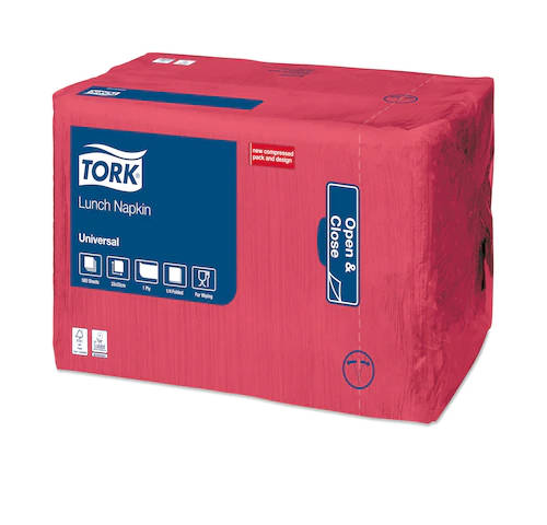 Tork piros Lunch szalvéta 1 rétegű 1/4 hajtogatott 33x32 cm 500 db/csomag