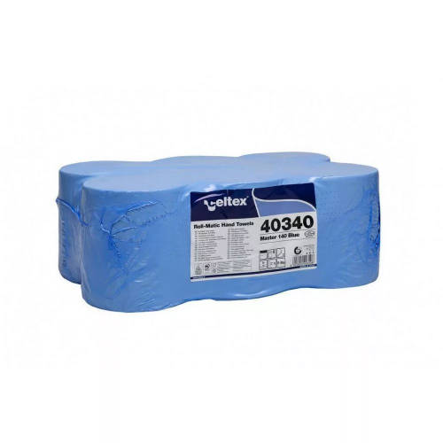 Celtex Master 140 tekercses kéztörlő cellulóz kék, 2 rétegű, 6x140 méter/karton