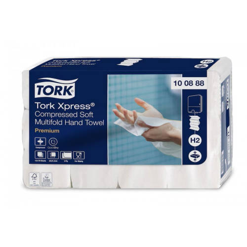 Tork Soft Multifold kéztörlő H2 2 rétegű, fehér, 12x170 lap/karton (előző cikkszám: 100288)