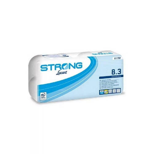 Lucart Strong 8.3 kistekercses toalettpapír, 3 rétegű, 250 lapos, 9x8 tekercs/karton (72 tekercs!!!)